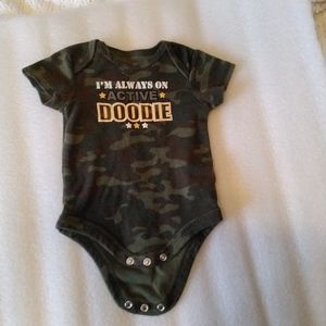 Camo One Piece Size 0-3 mo, "I'm Always on Active Doodie"